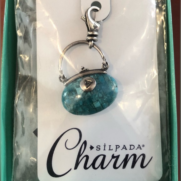 Silpada Sterling Silver Turquoise Trendsetter Purse Charm C2606 - Picture 7 of 8